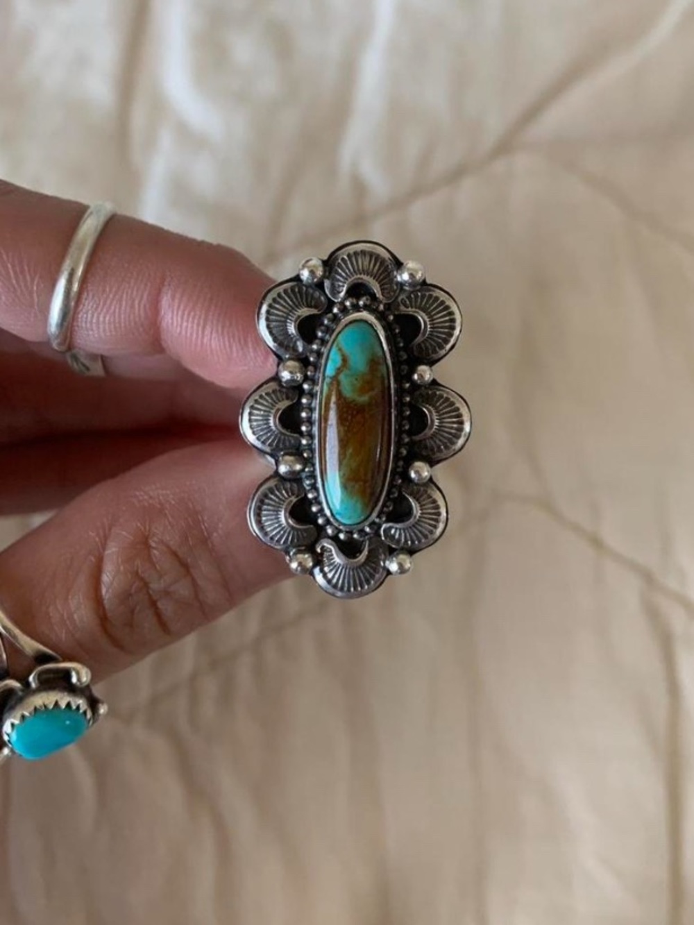 Turquoise and silver statement ring